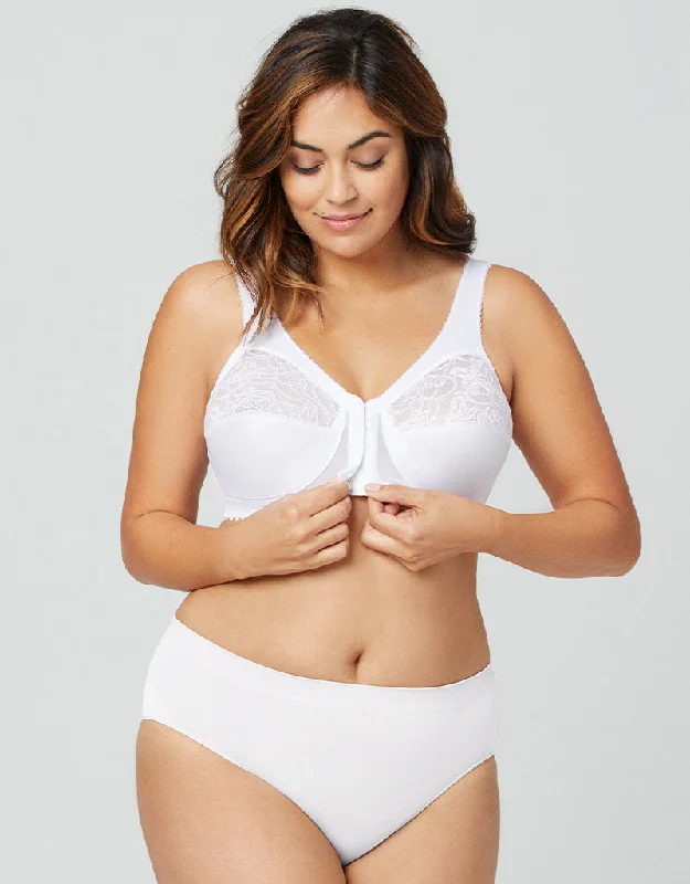 Glamorise Front Close Wire-Free Support Bra White