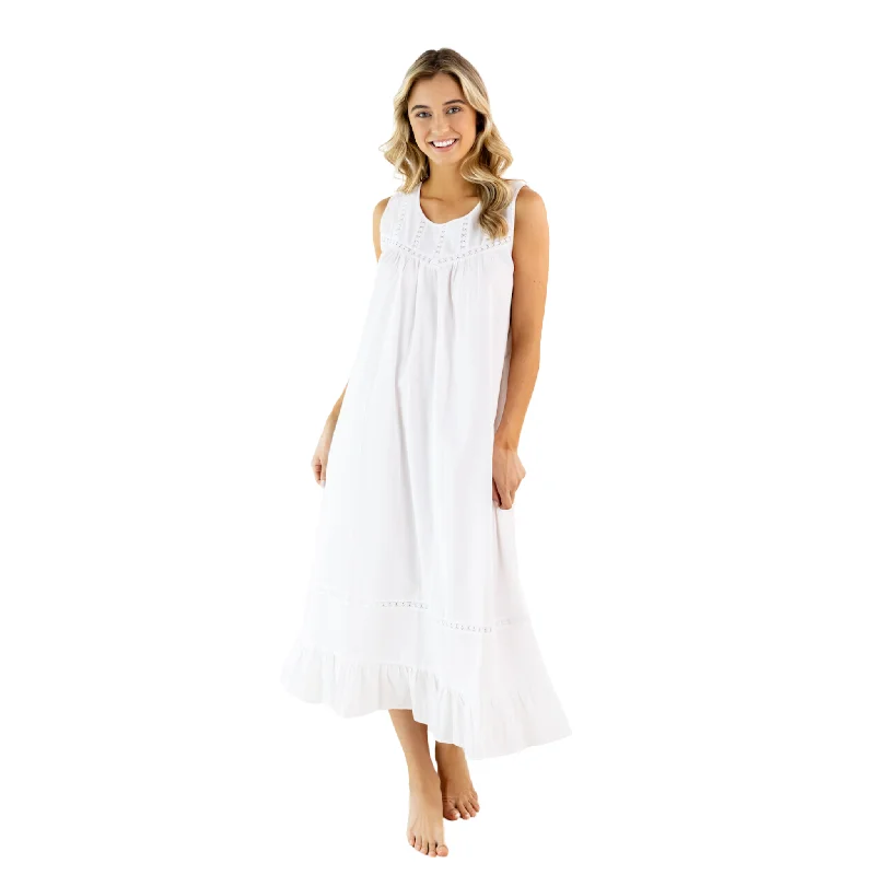 Theresa White Cotton Nightgown